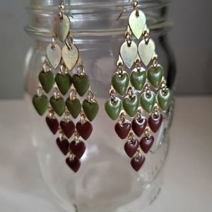 Chocolate and Jade Green Seqin Dangle Earrings